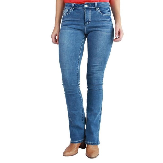 Katherine Light Blue Cowgirl Mid Rise Bootleg Denim Jeans : 10 XTall ...